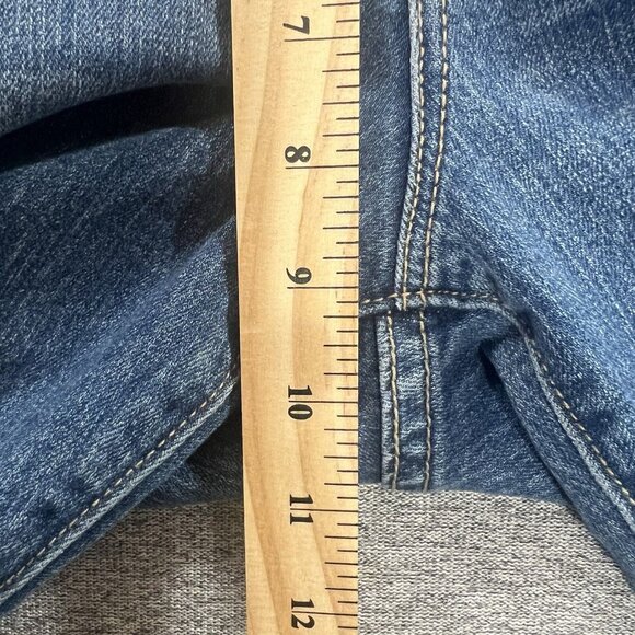 Gap Jeans Womens Legging Sz 12 Distressed Plaid Patches Medium Wash Denim - Picture 8 of 15